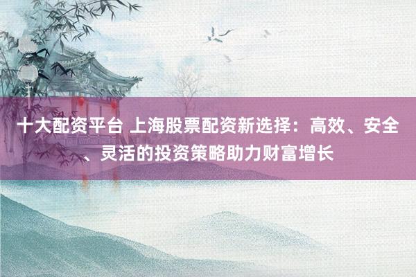 十大配资平台 上海股票配资新选择：高效、安全、灵活的投资策略助力财富增长