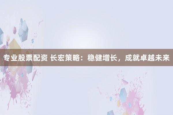 专业股票配资 长宏策略：稳健增长，成就卓越未来