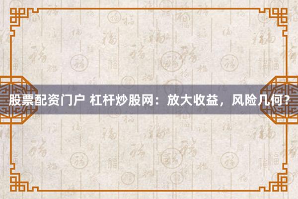 股票配资门户 杠杆炒股网：放大收益，风险几何？
