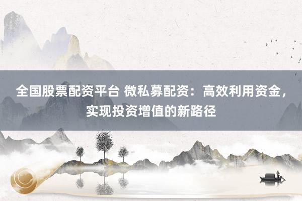 全国股票配资平台 微私募配资：高效利用资金，实现投资增值的新路径