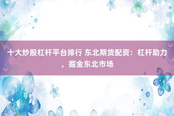 十大炒股杠杆平台排行 东北期货配资：杠杆助力，掘金东北市场