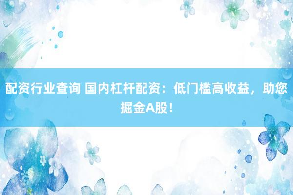 配资行业查询 国内杠杆配资：低门槛高收益，助您掘金A股！