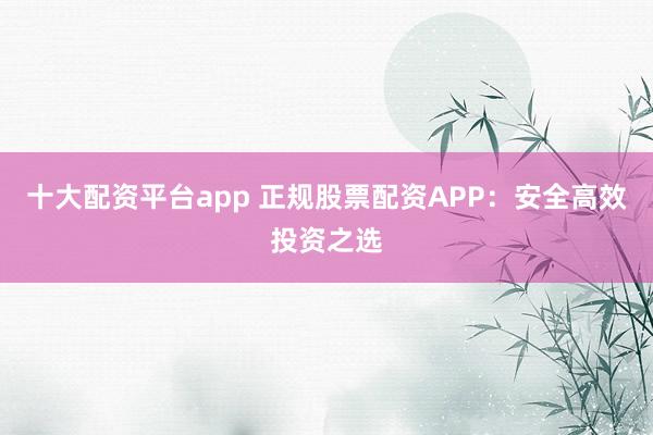 十大配资平台app 正规股票配资APP：安全高效投资之选