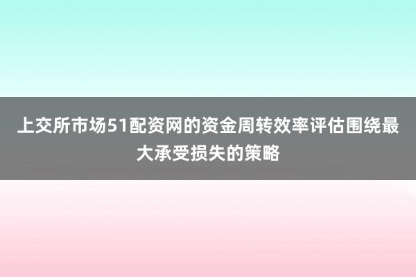 上交所市场51配资网的资金周转效率评估围绕最大承受损失的策略