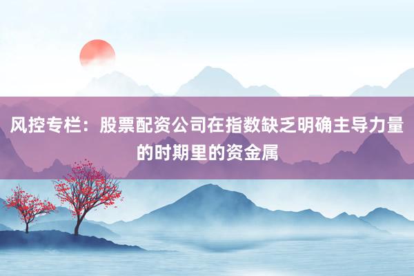 风控专栏：股票配资公司在指数缺乏明确主导力量的时期里的资金属